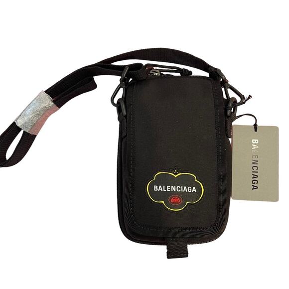 Balenciaga Explorer Crossbody Messenger Bag Nylon Black NWT AUTHENTIC fruit logo - Picture 2 of 7